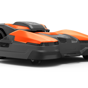 Husqvarna CEORA 544 EPOS robotgräsklippare i orange och grå färg, visad från sidan mot vit bakgrund